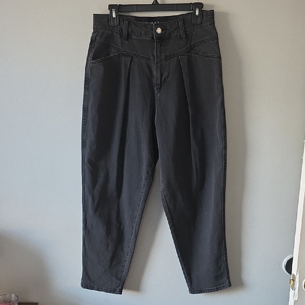 Wild Fable 80's Highrise Ankle Mom Jeans With Pleats Charcoal Denim Sz 10